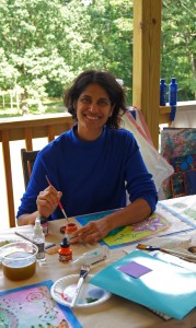 Sheila painting her Intention Flag at my Intuitive Soul Art & Yoga Immersion Retreat